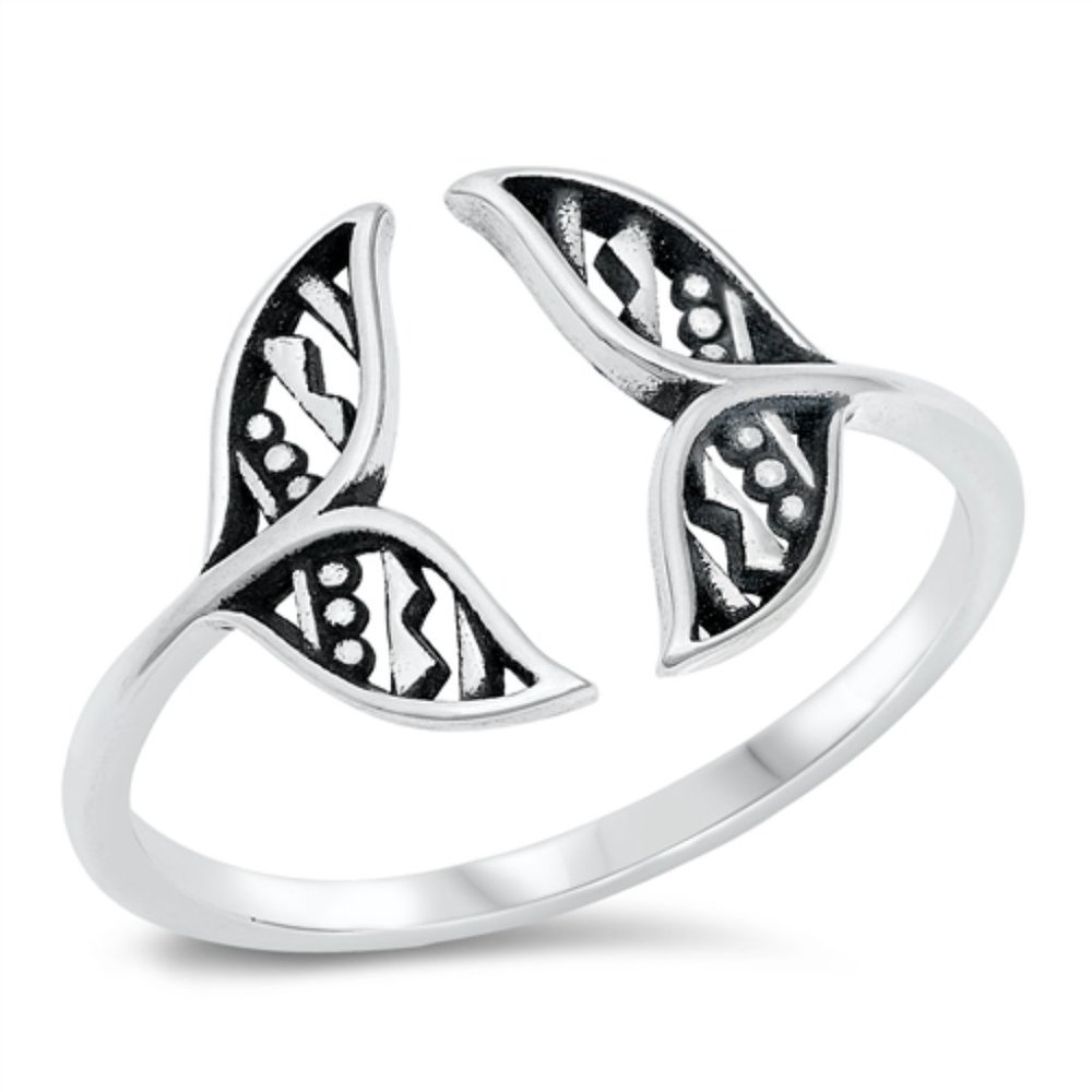 Sterling Silver Whale Tail Ring 925 Fashion Band